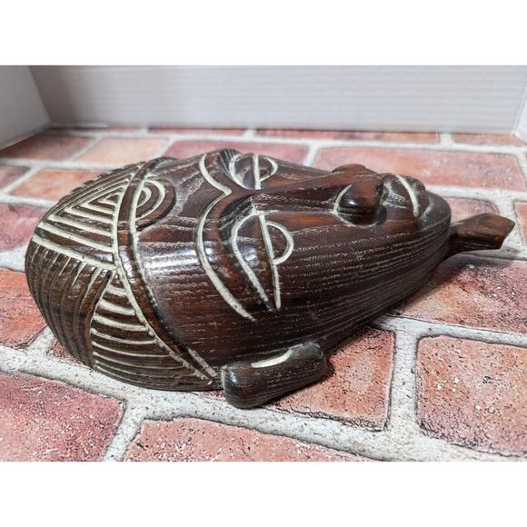 Vintage Hand Carved Wooden Wood Tribal Mask Hanging Wall Decor 10.5 in x 6 in - Picture 6 of 8
